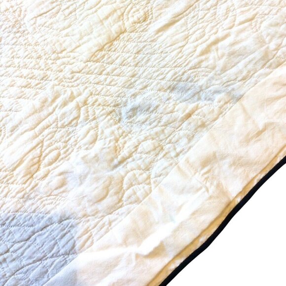 Handmade Four Patch Squares Quilt Embroidered Love Birds Blue White STAINED - Picture 9 of 12